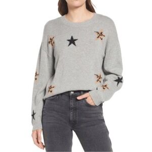 Rails Percy Gray Sweater with Black and Brown Star Accents